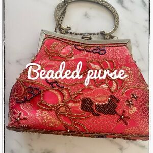 Elegant Red Beaded Purse